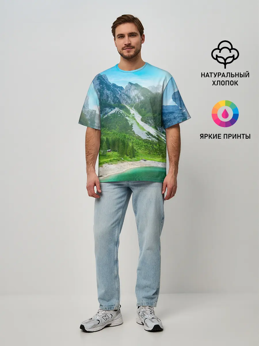 Мужская футболка оверсайз / Альпийские горы