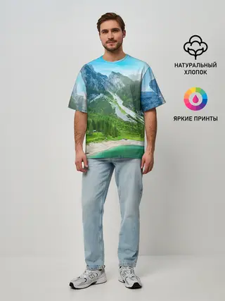 Мужская футболка оверсайз / Альпийские горы