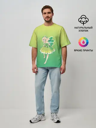 Мужская футболка оверсайз / Фея клевера