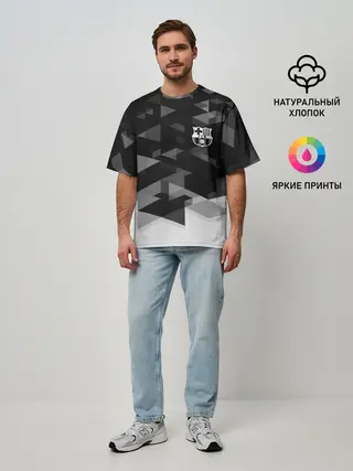 Мужская футболка оверсайз / Barcelona Geometry Sport
