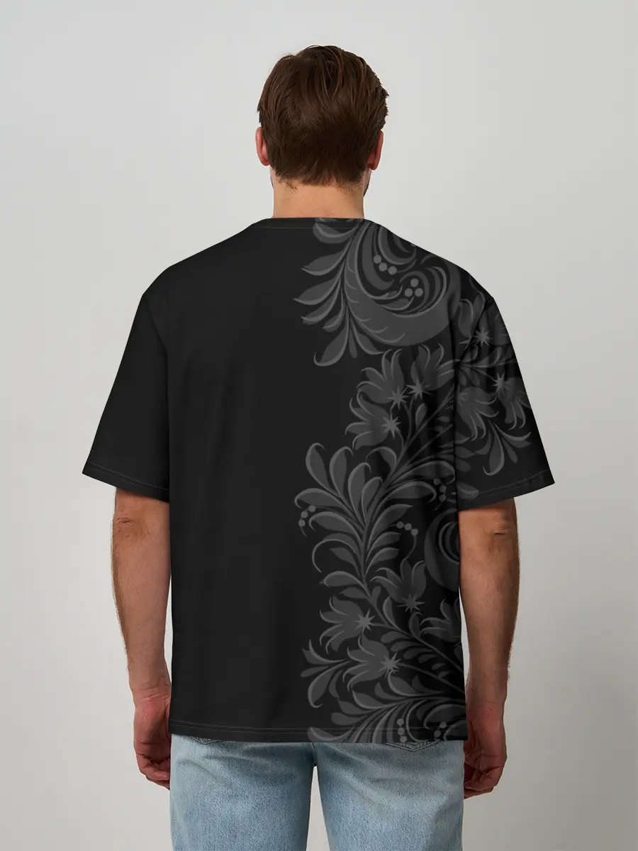 Мужская футболка оверсайз / Герб России и Орнамент