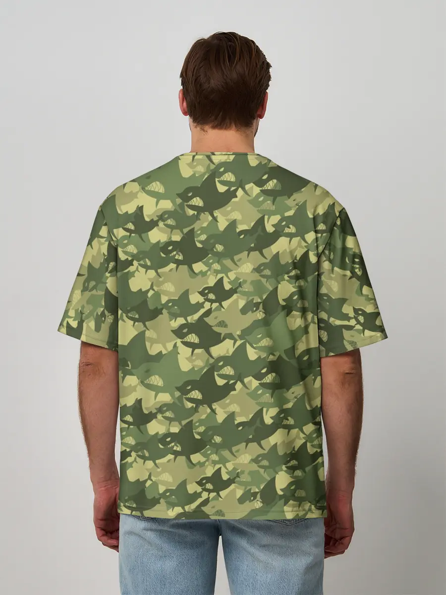 Мужская футболка оверсайз / Акулы