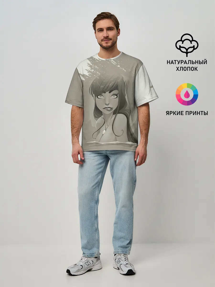 Мужская футболка оверсайз / Красивая русалка | Beautiful mermaid