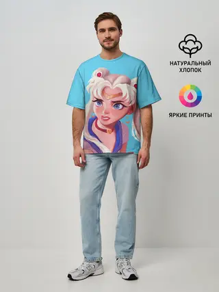 Мужская футболка оверсайз / Sailor Moon | Сейлор Мун