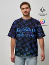 Мужская футболка оверсайз / Genshin Impact | NEON PATTERN SYMBOL