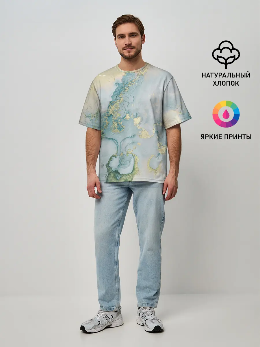Мужская футболка оверсайз / Абстрактный мрамор
