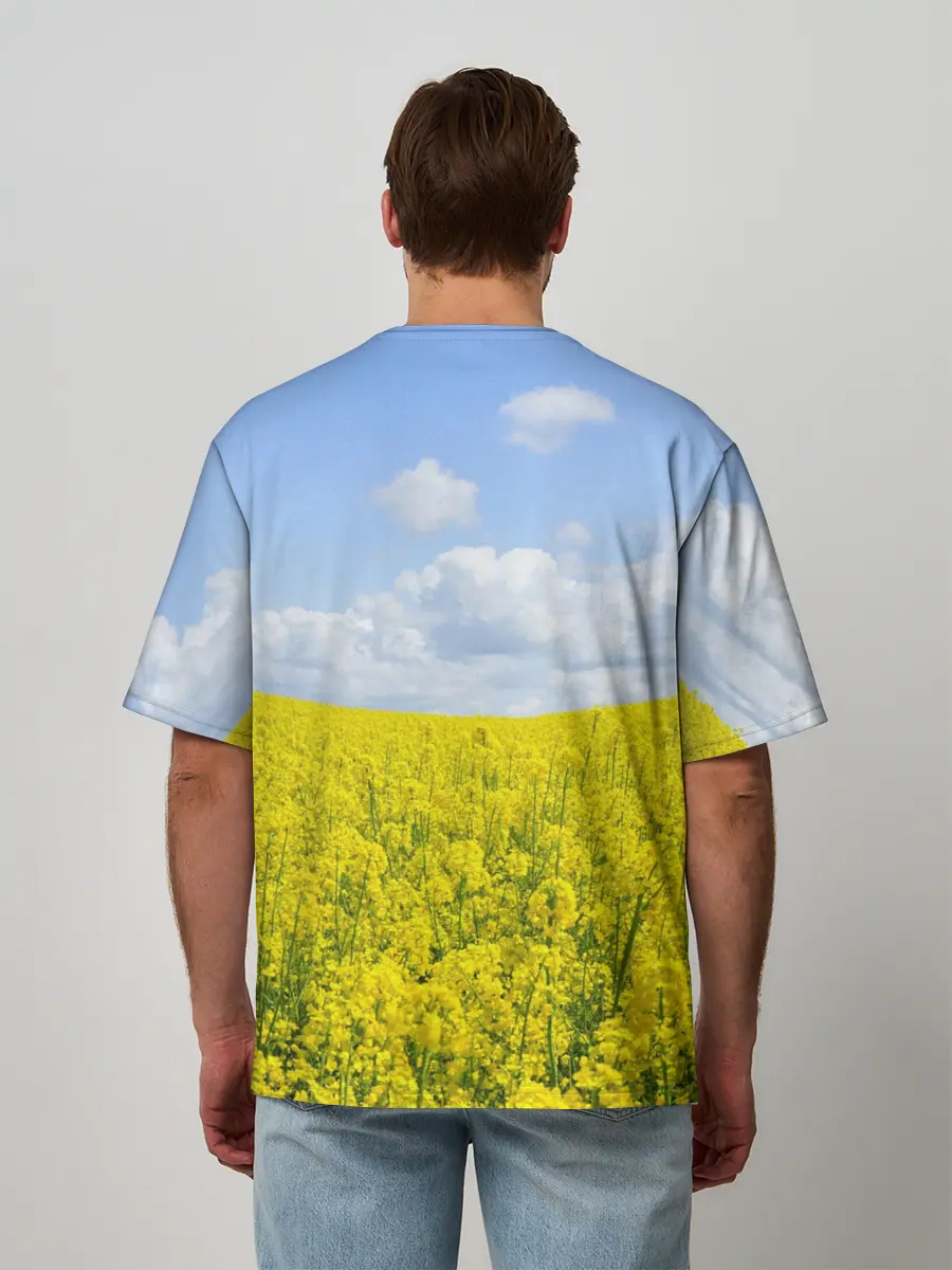 Мужская футболка оверсайз / Рапсовое поле