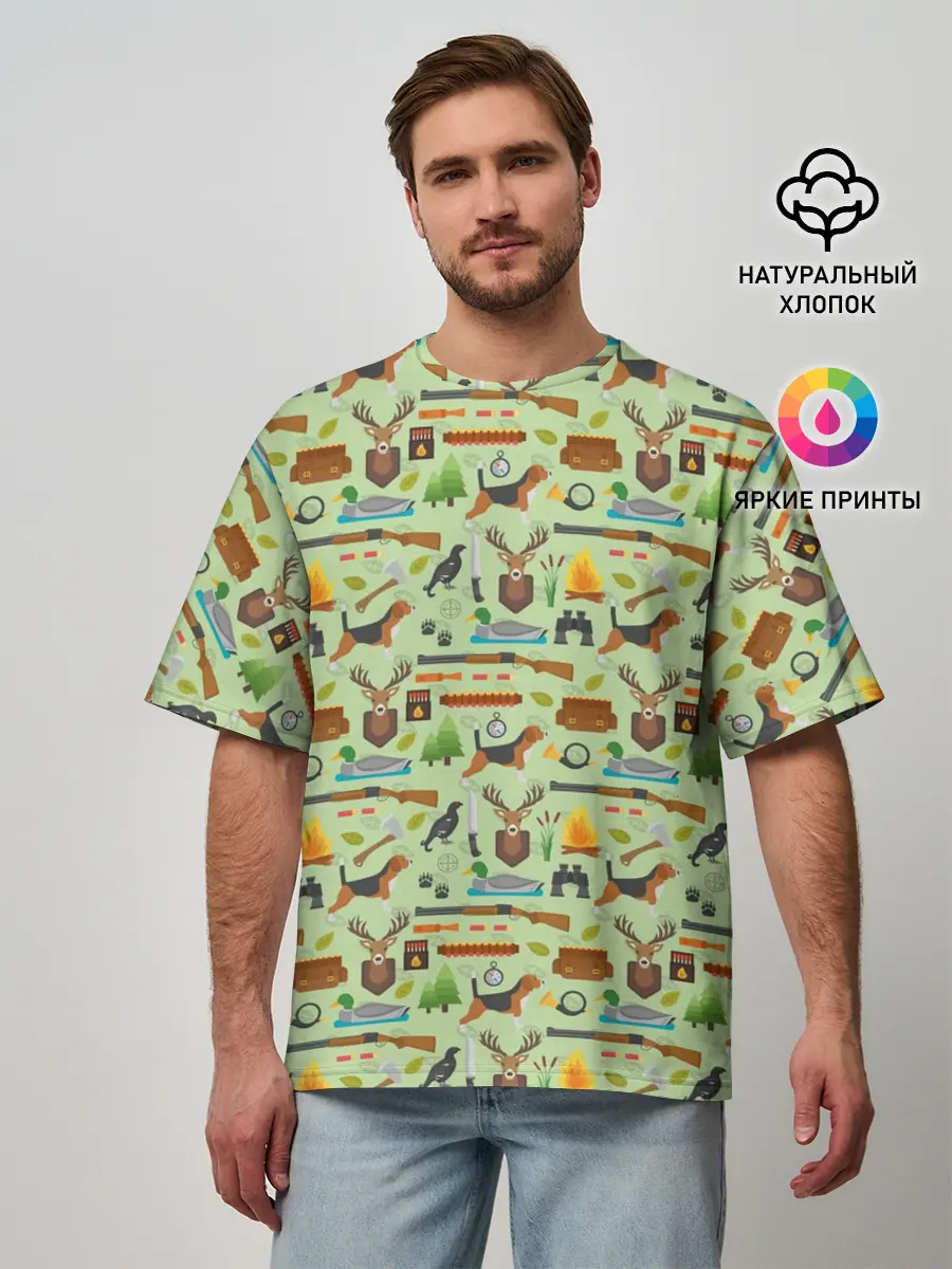 Мужская футболка оверсайз / Охота