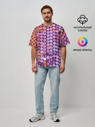 Мужская футболка оверсайз / Вечеринка точки глянцевый узор