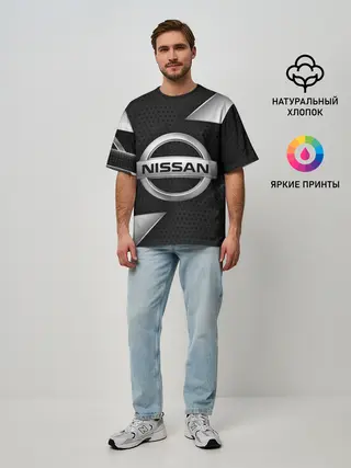 Мужская футболка оверсайз / NISSAN / НИССАН / МЕТАЛЛ