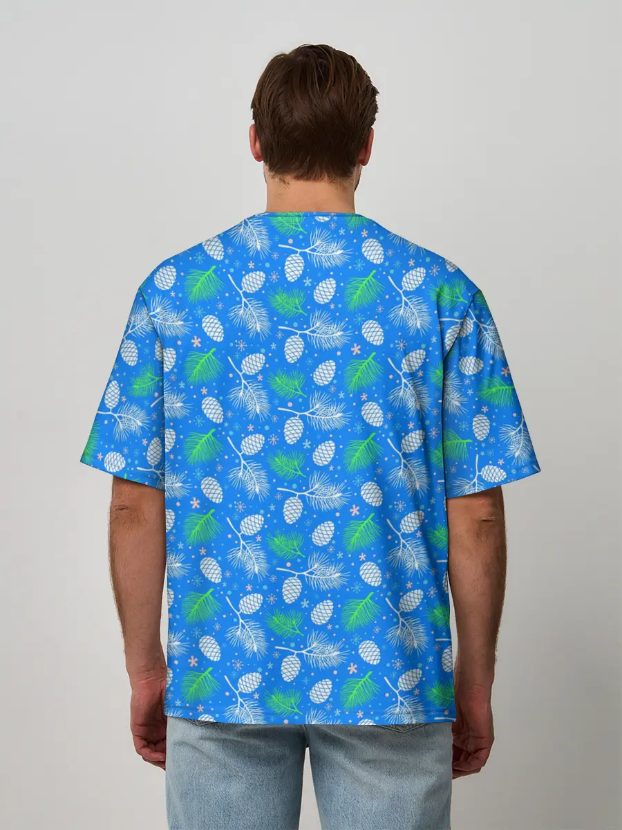 Мужская футболка оверсайз / Шишки-Ёлочки