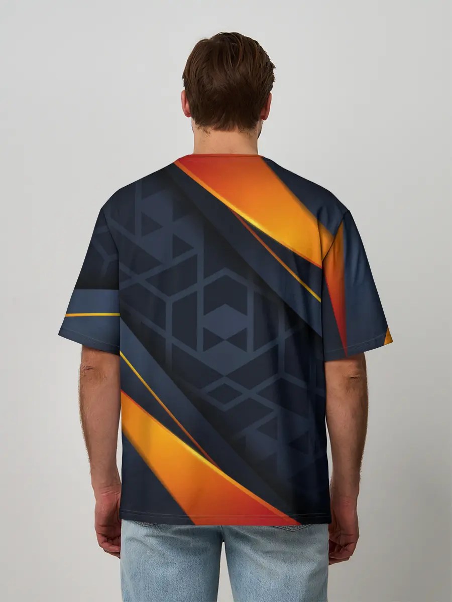 Мужская футболка оверсайз / BLACK ORANGE