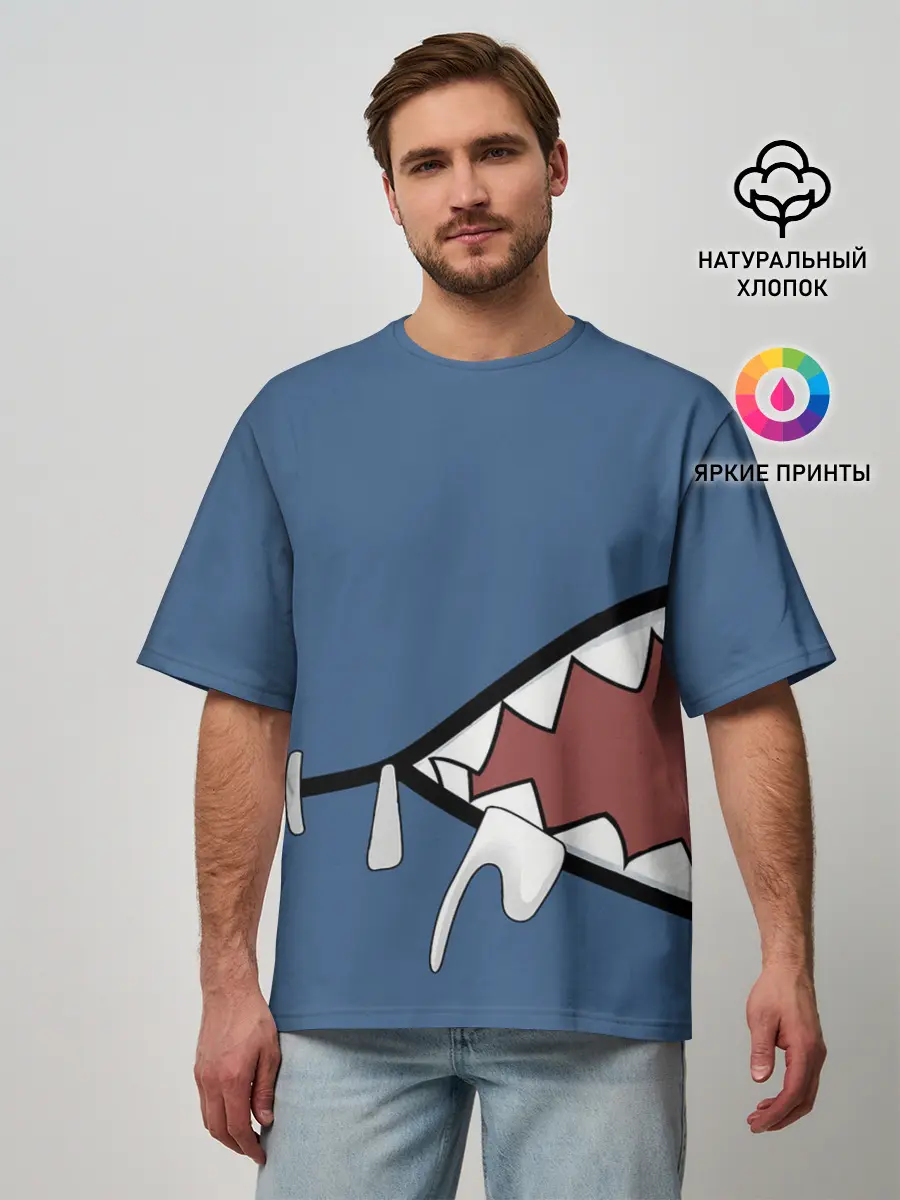 Мужская футболка оверсайз / Акула gawr gura