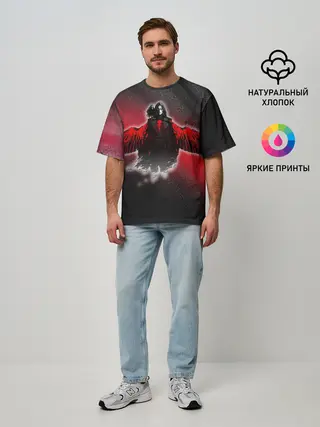 Мужская футболка оверсайз / Ворон