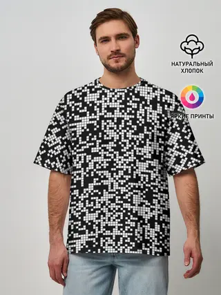 Мужская футболка оверсайз / Пиксельная Текстура