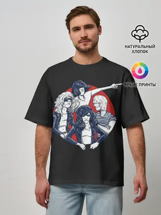 Мужская футболка оверсайз / Рамонс в сборе