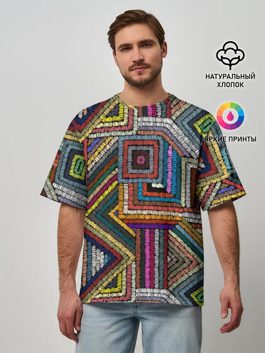 Мужская футболка оверсайз / Этнический орнамент