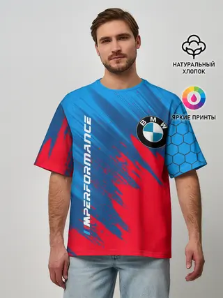Мужская футболка оверсайз / BMW M PERFORMANCE / БМВ