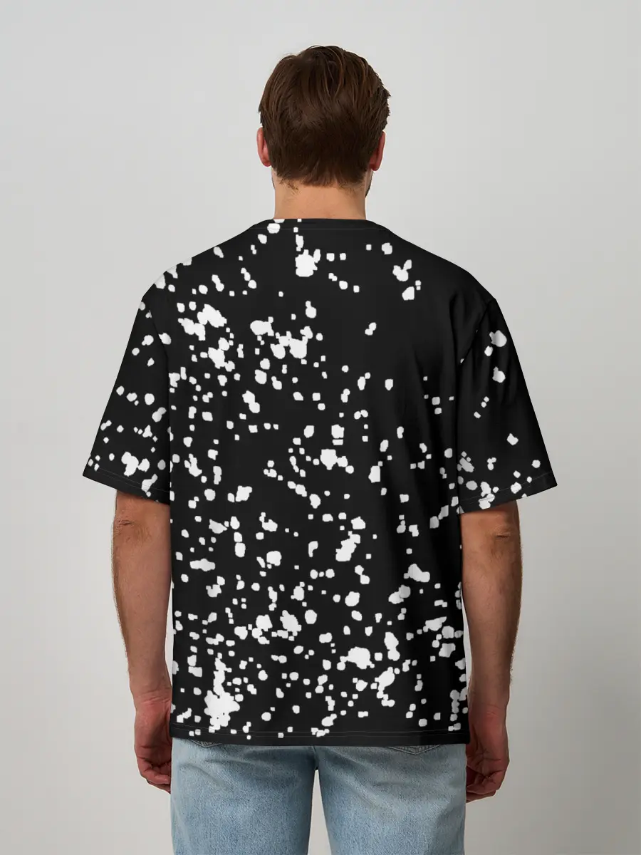 Мужская футболка оверсайз / Каллиграфия на чёрном фоне