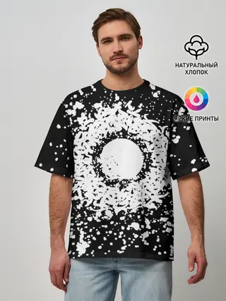 Мужская футболка оверсайз / Каллиграфия на чёрном фоне