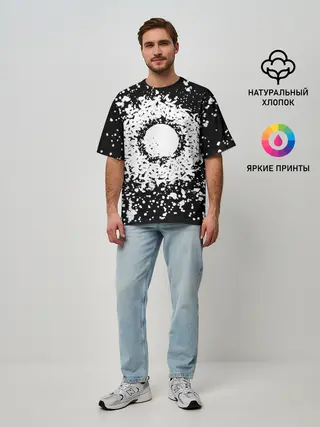 Мужская футболка оверсайз / Каллиграфия на чёрном фоне