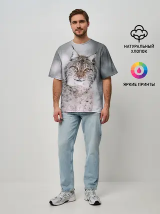 Мужская футболка оверсайз / Рысь