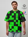Мужская футболка оверсайз / ЗЕЛЕНЫЕ КУБИКИ