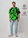 Мужская футболка оверсайз / ЗЕЛЕНЫЕ КУБИКИ