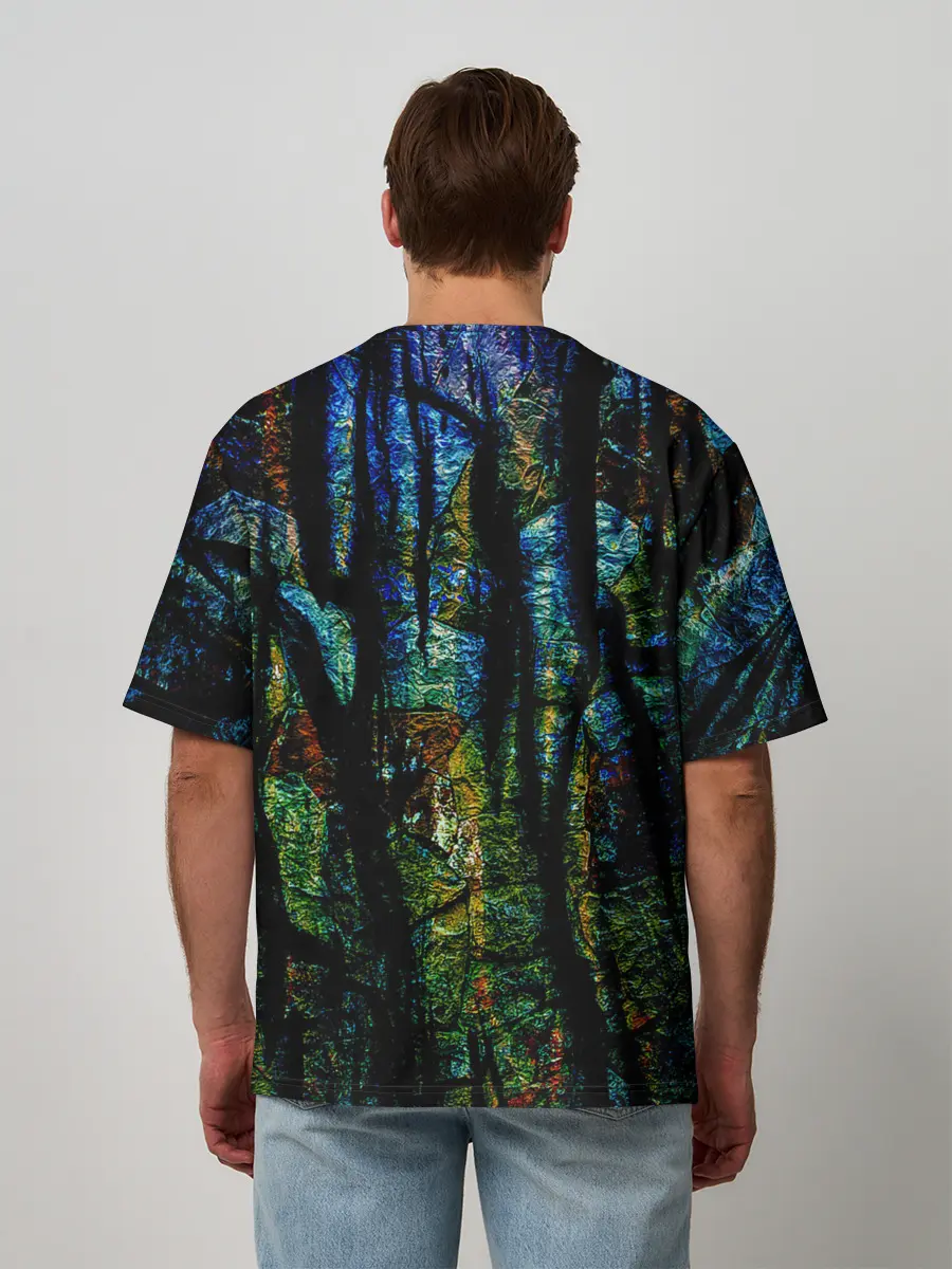 Мужская футболка оверсайз / Разноцветная гора