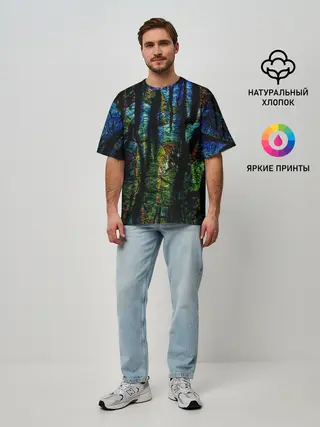 Мужская футболка оверсайз / Разноцветная гора