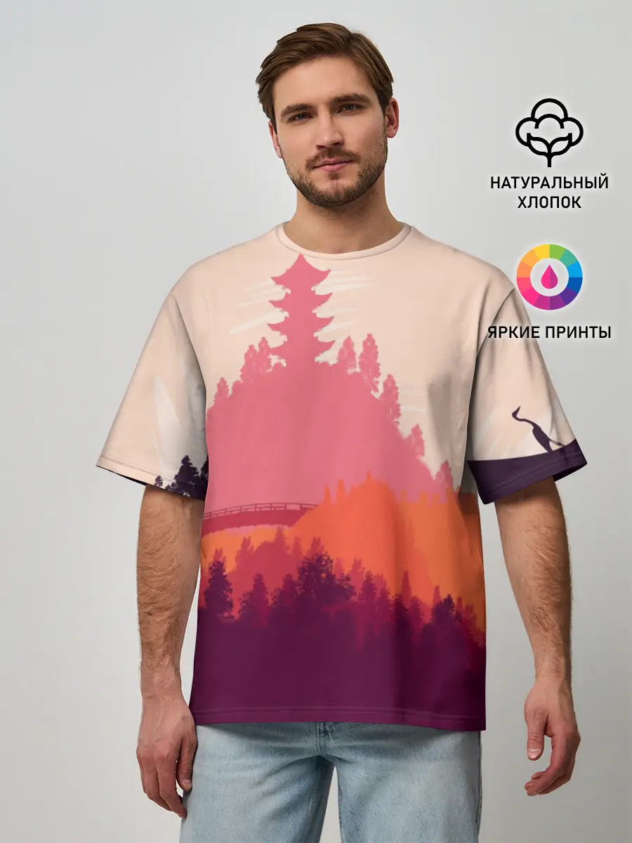 Мужская футболка оверсайз / Firewatch