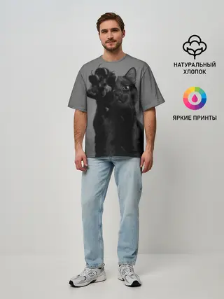 Мужская футболка оверсайз / Котик