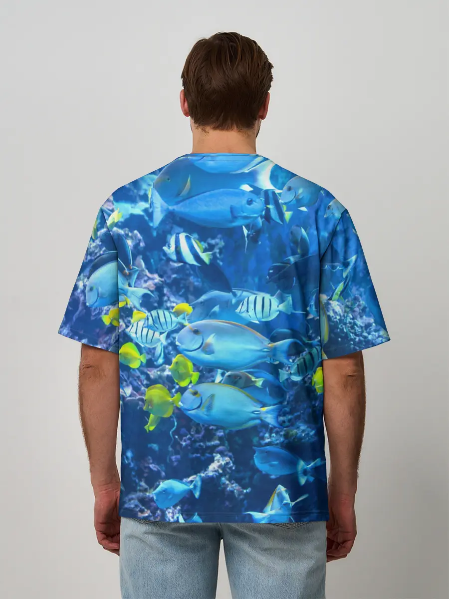 Мужская футболка оверсайз / Коралловые рыбки