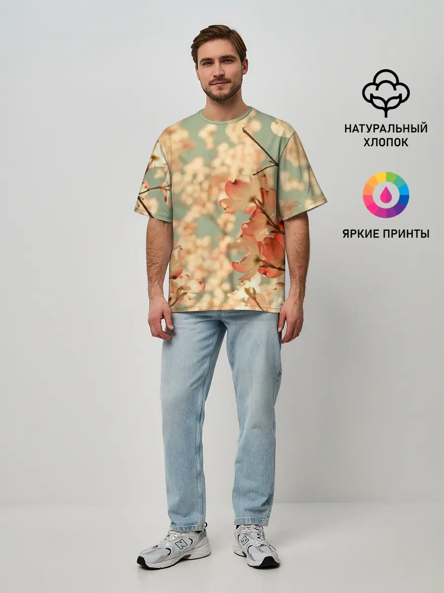 Мужская футболка оверсайз / Flowers