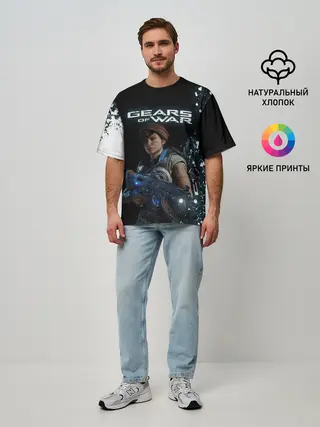 Мужская футболка оверсайз / GEARS OF WAR | ШЕСТЕРЕНКИ