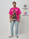 Мужская футболка оверсайз / Эльза на розовом фоне
