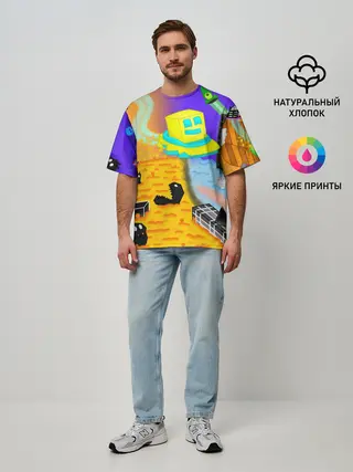 Мужская футболка оверсайз / Geometry Dash | RobTop
