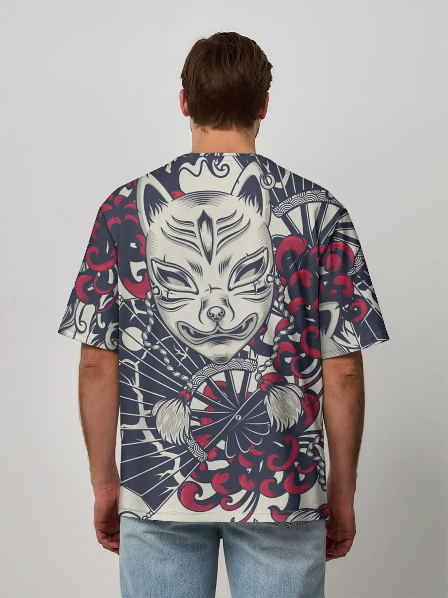 Мужская футболка оверсайз / Кицунэ | Маска лисы
