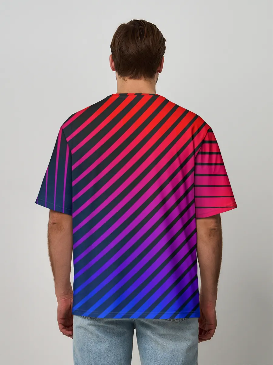 Мужская футболка оверсайз / Градиентные линии