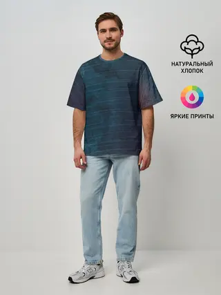 Мужская футболка оверсайз / Texture. Blue Ripples