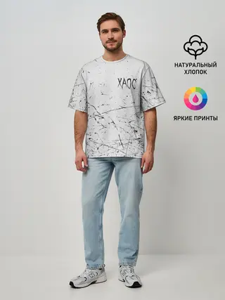Мужская футболка оверсайз / ХАОС Серый