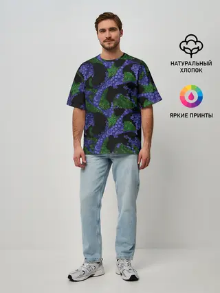 Мужская футболка оверсайз / Абстрактный темный в горох