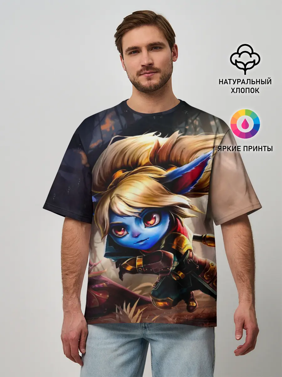 Мужская футболка оверсайз / Поппи Хранительница молота