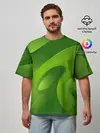 Мужская футболка оверсайз / 3d Green abstract