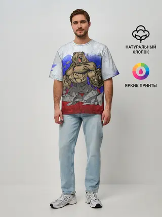Мужская футболка оверсайз / Медведь