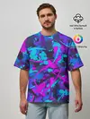 Мужская футболка оверсайз / Неоновые кляксы