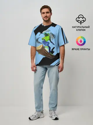 Мужская футболка оверсайз / Волк