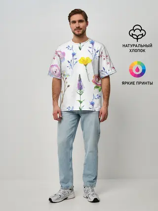 Мужская футболка оверсайз / Полевые цветы