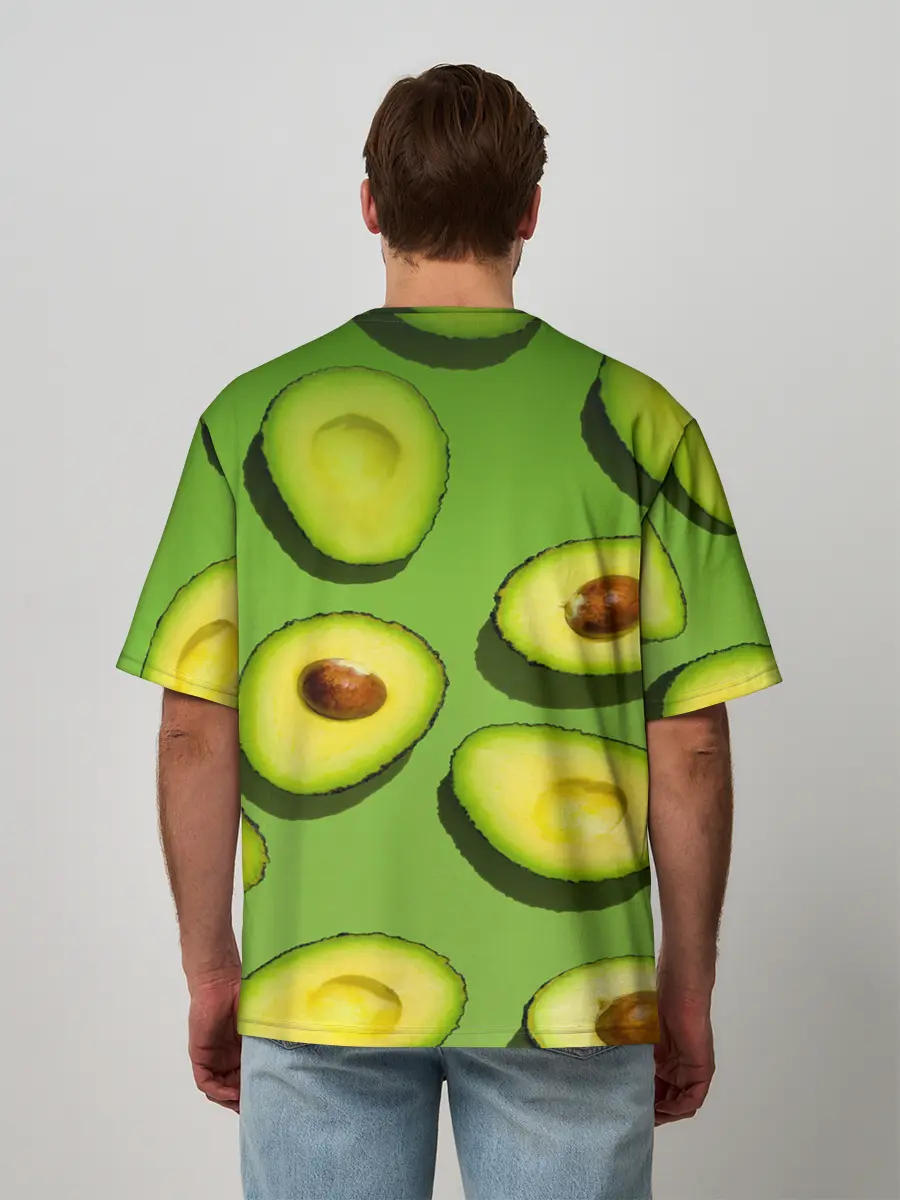 Мужская футболка оверсайз / АВАКАДО ПАТТЕРН.