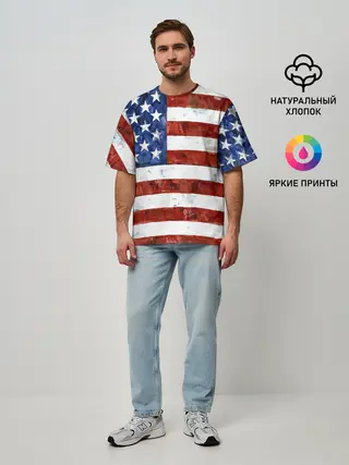 Мужская футболка оверсайз / США ФЛАГ